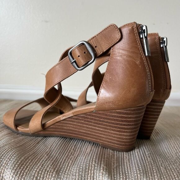 Lucky Brand Women's Jenley Wedges Sz 8 EUC Tan Leather - Picture 10 of 16